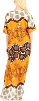 Sakkas Sabra Womens Long Casual Cover-up Tunic Kaftan V neck Dress