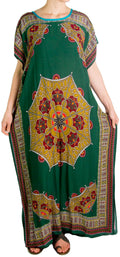 Sakkas Aggy Womens Dashiki African Print Caftan Dress Maxi Boho Hippie Colorful#color_Green/Multi