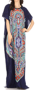 Sakkas Aggy Womens Dashiki African Print Caftan Dress Maxi Boho Hippie Colorful#color_Style1