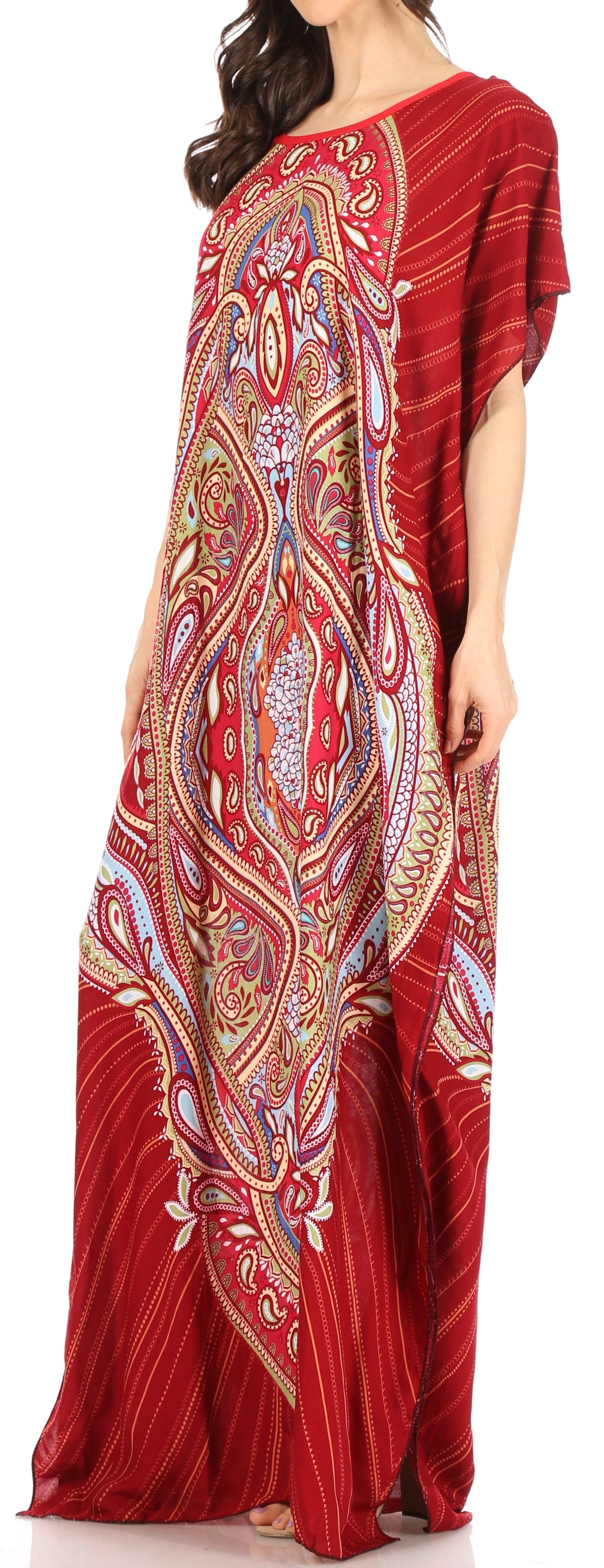 Sakkas Aggy Womens Dashiki African Print Caftan Dress Maxi Boho Hippie Colorful - Style10-C2Blue...
