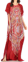 Sakkas Aggy Womens Dashiki African Print Caftan Dress Maxi Boho Hippie Colorful#color_Style2