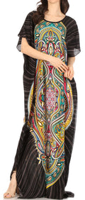 Sakkas Aggy Womens Dashiki African Print Caftan Dress Maxi Boho Hippie Colorful#color_Style3