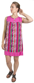 Sakkas Aidan Women Summer Short Shift Dress Colorful Loose Boho Casual Sleeveless#color_Fuchsia
