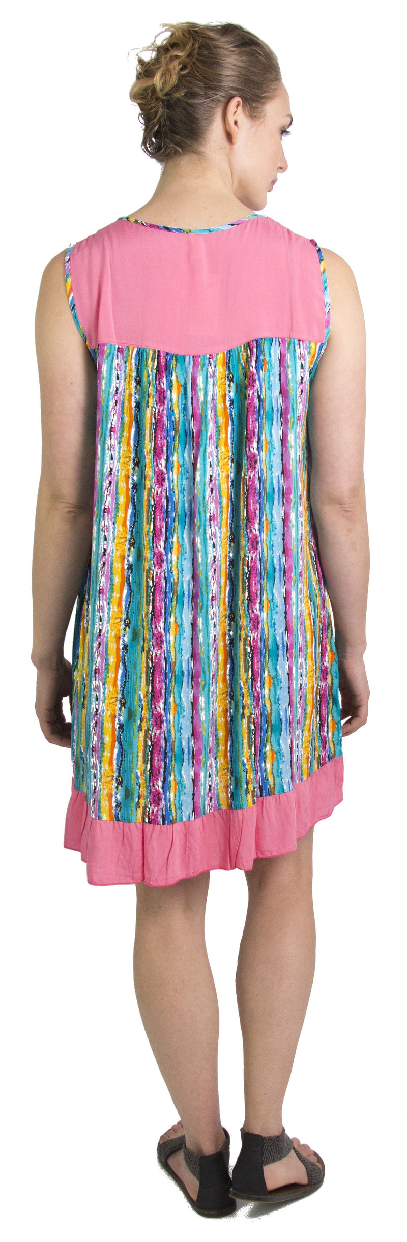 Sakkas Aidan Women Summer Short Shift Dress Colorful Loose Boho Casual Sleeveless