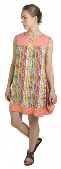 Sakkas Aidan Women Summer Short Shift Dress Colorful Loose Boho Casual Sleeveless#color_Salmon-Multi