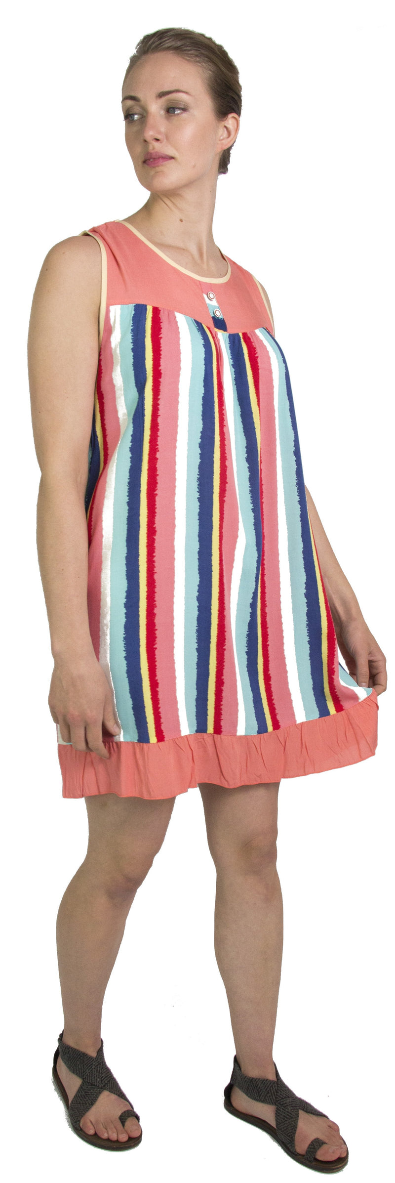 Sakkas Aidan Women Summer Short Shift Dress Colorful Loose Boho Casual Sleeveless