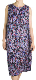 Sakkas Amare Women Bohemian Swing Midi Dress Sleeveless Summer Floral Tribal Print#color_Black-abstract 