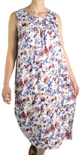 Sakkas Amare Women Bohemian Swing Midi Dress Sleeveless Summer Floral Tribal Print#color_White 