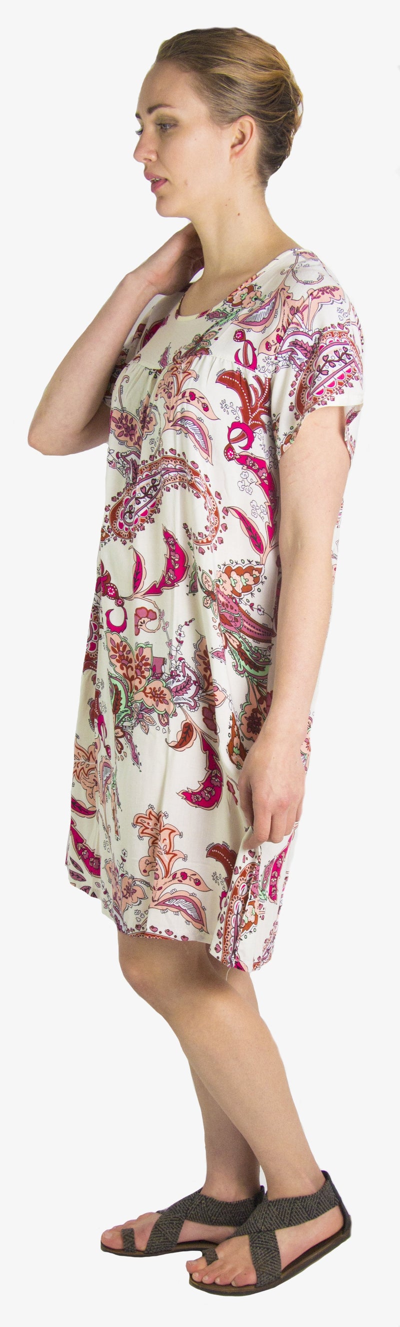 Sakkas Aila Women Summer Casual Short Sleeve Flowy Cover up Dress Floral Print