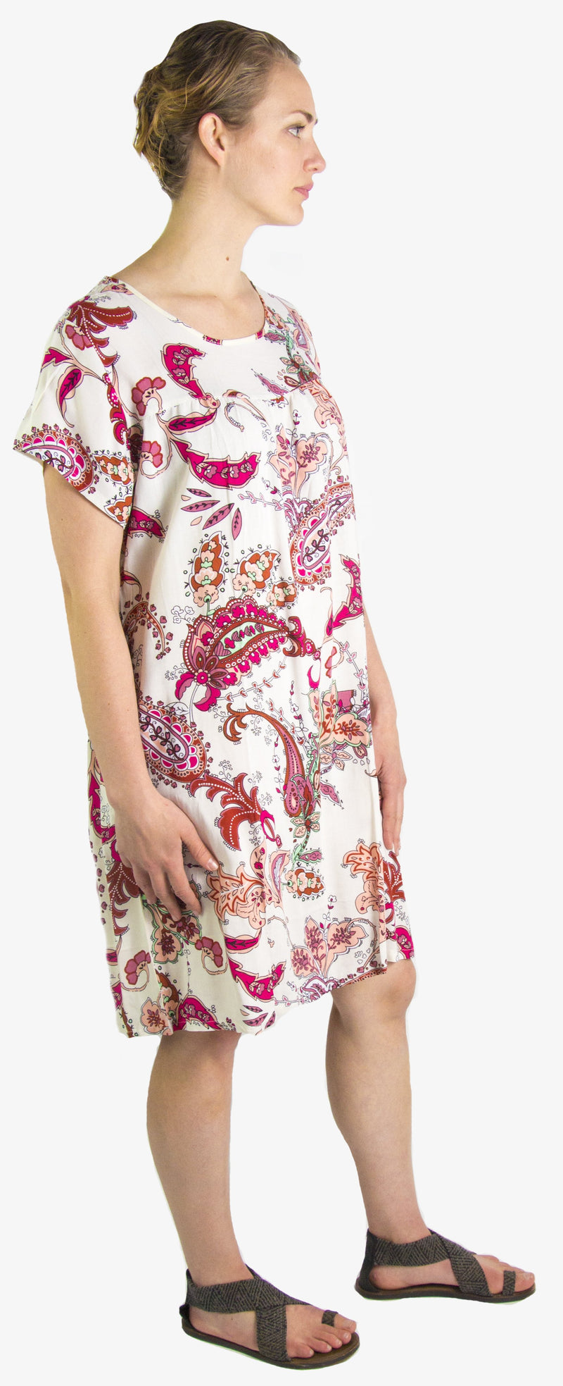 Sakkas Aila Women Summer Casual Short Sleeve Flowy Cover up Dress Floral Print