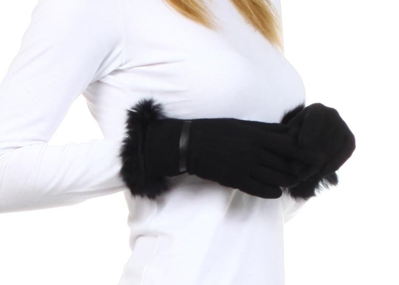 Sakkas Classic Faux Fur Wool Touchscreen Gloves