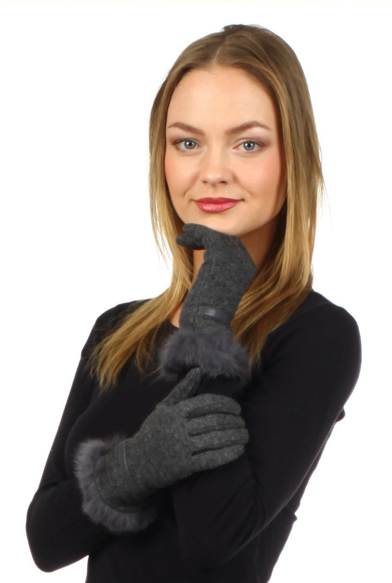 Sakkas Classic Faux Fur Wool Touchscreen Gloves