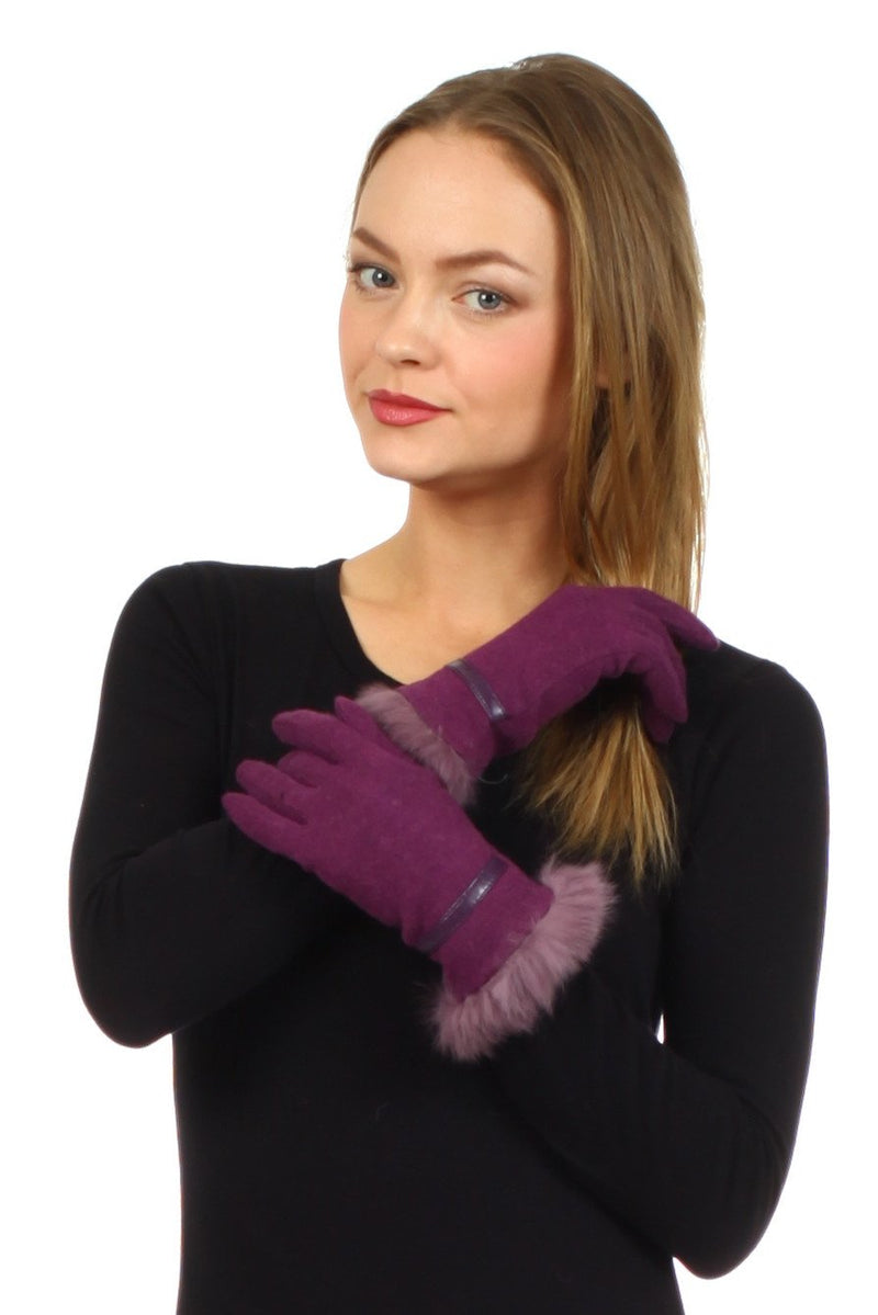 Sakkas Classic Faux Fur Wool Touchscreen Gloves