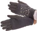 Sakkas Tam Rhinestone Pearl Touch Screen Tip Knitted Glove With Removable Sleeve#color_Grey