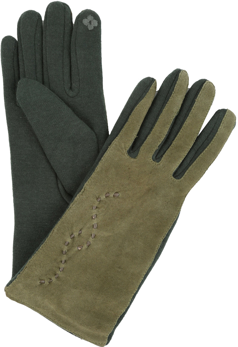Sakkas Lidy Leather Embroidered Comfortable Warm Snow Touch Screen Finger Gloves
