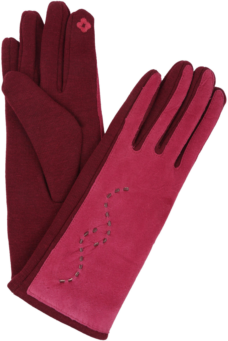 Sakkas Lidy Leather Embroidered Comfortable Warm Snow Touch Screen Finger Gloves