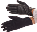 Sakkas Pamb Faux Leather Heather Knit Button Front Warm Winter Touch Screen Gloves#color_Navy