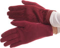 Sakkas Rayanne Soft Classic Knit Faux Leather Wrist Band Touch Screen Warm Gloves#color_Burgundy