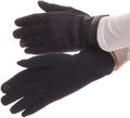 Sakkas Rayanne Soft Classic Knit Faux Leather Wrist Band Touch Screen Warm Gloves#color_Navy