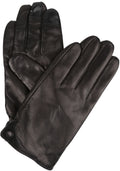 Sakkas Damen Mens Classic Touch Screen Compatible Real Leather Gloves#color_Black