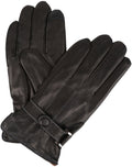 Sakkas Markel Faux Fur Insulated Touch Screen Fingers Real Leather Gloves #color_Black