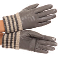 Sakkas Oda Warm Striped Wool Cuff Winter Touch Screen Wrist Length Gloves#color_Grey