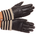Sakkas Oda Warm Striped Wool Cuff Winter Touch Screen Wrist Length Gloves#color_Black