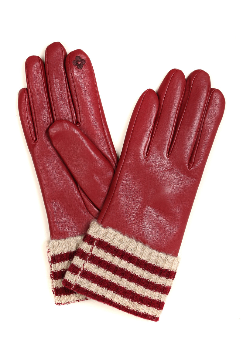 Sakkas Oda Warm Striped Wool Cuff Winter Touch Screen Wrist Length Gloves