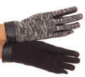 Sakkas Lilith Heather Knit Wrist Length Touch Screen Wrist Snap Winter Gloves#color_Black