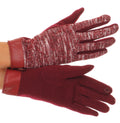 Sakkas Lilith Heather Knit Wrist Length Touch Screen Wrist Snap Winter Gloves#color_Burgundy