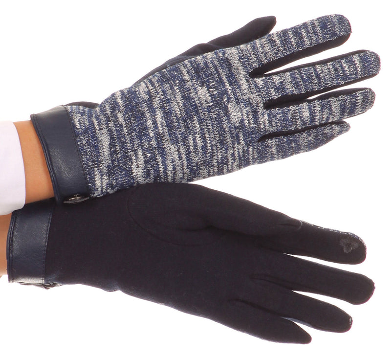 Sakkas Lilith Heather Knit Wrist Length Touch Screen Wrist Snap Winter Gloves