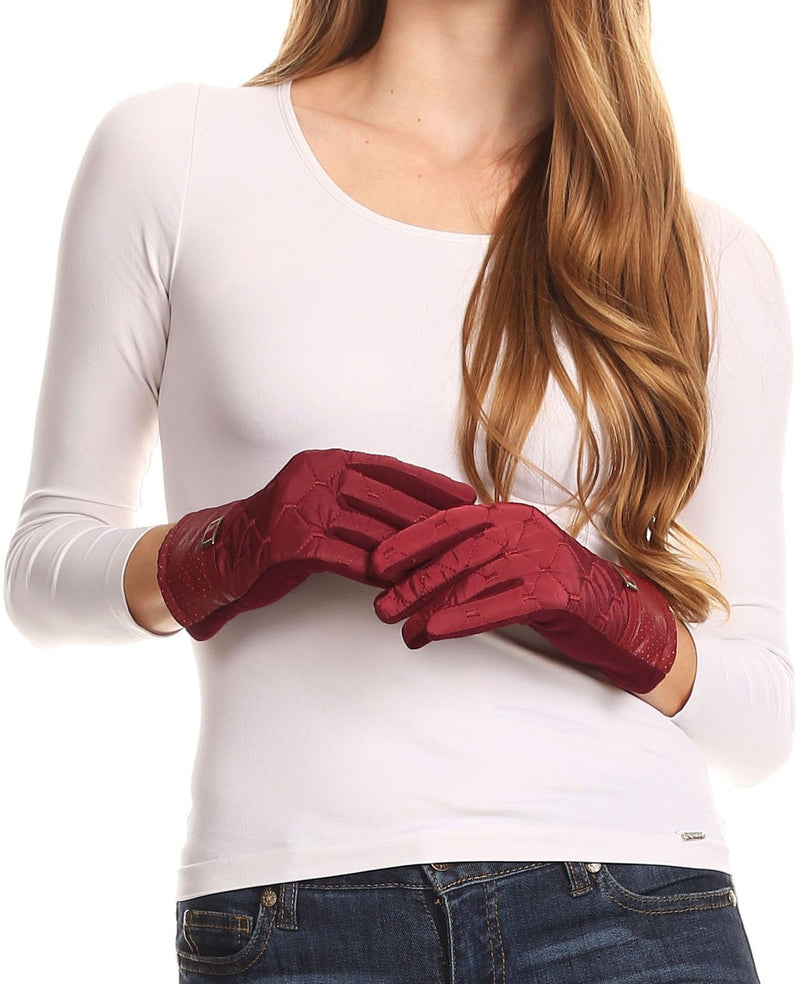 Sakkas Emie Quilted and Lace Super Soft Warm Driving Gloves Touch Screen Capable