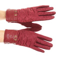 Sakkas Emie Quilted and Lace Super Soft Warm Driving Gloves Touch Screen Capable#color_17104-Burgundy