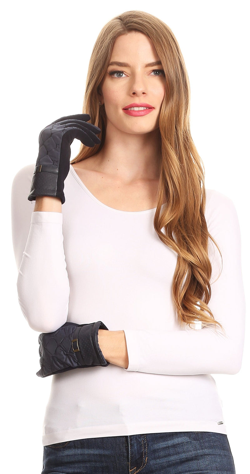 Sakkas Emie Quilted and Lace Super Soft Warm Driving Gloves Touch Screen Capable