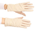Sakkas Emie Quilted and Lace Super Soft Warm Driving Gloves Touch Screen Capable#color_17105-tan