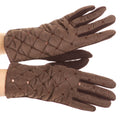Sakkas Emie Quilted and Lace Super Soft Warm Driving Gloves Touch Screen Capable#color_17106-Brown
