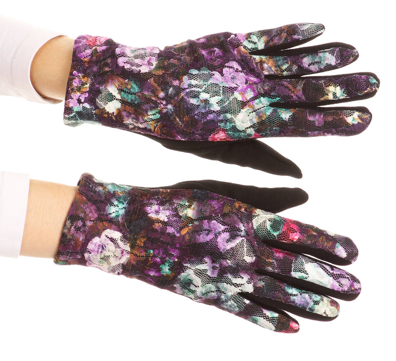 Sakkas Emie Quilted and Lace Super Soft Warm Driving Gloves Touch Screen Capable