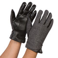 Sakkas Enes Warm Fleece Lined Driving Gloves Vegan  Minimal Commute Casual#color_17111-medium/gray 