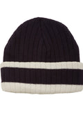 Sakkas Sam Unisex Ribbed Stripe Beanie Cap#color_3-Navy