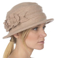 Sakkas Begonia Blossom Wool Hat#color_Camel