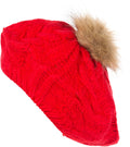 Sakkas Knit Faux Fur Pom Slouch Beret#color_Red