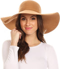 Sakkas Womens 100% Wool Wide Brim Foldable Floppy Hat#color_Beige