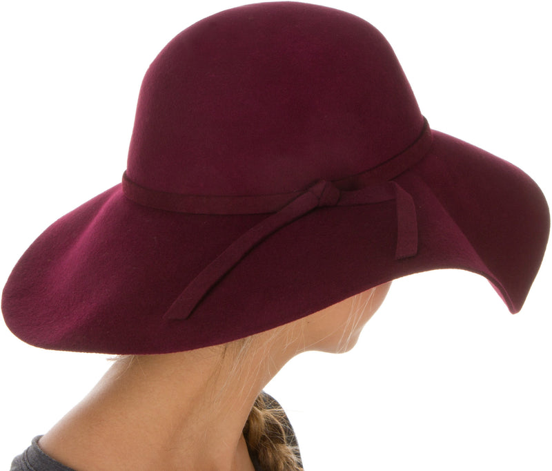 Sakkas Womens 100% Wool Wide Brim Foldable Floppy Hat