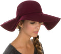 Sakkas Womens 100% Wool Wide Brim Foldable Floppy Hat#color_Burgundy 
