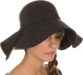 Sakkas Womens 100% Wool Wide Brim Foldable Floppy Hat#color_Charcoal 
