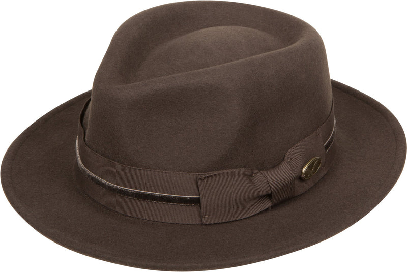 Sakkas Frank Grosgrain Velvet Stripe Wool Fedora