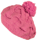 Sakkas Cable Knit Pom Pom Thick Slouch Hat#color_BubblegumPink