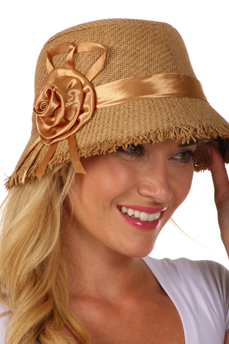 Sakkas Abigail Rosette Vintage Inspired Straw Hat