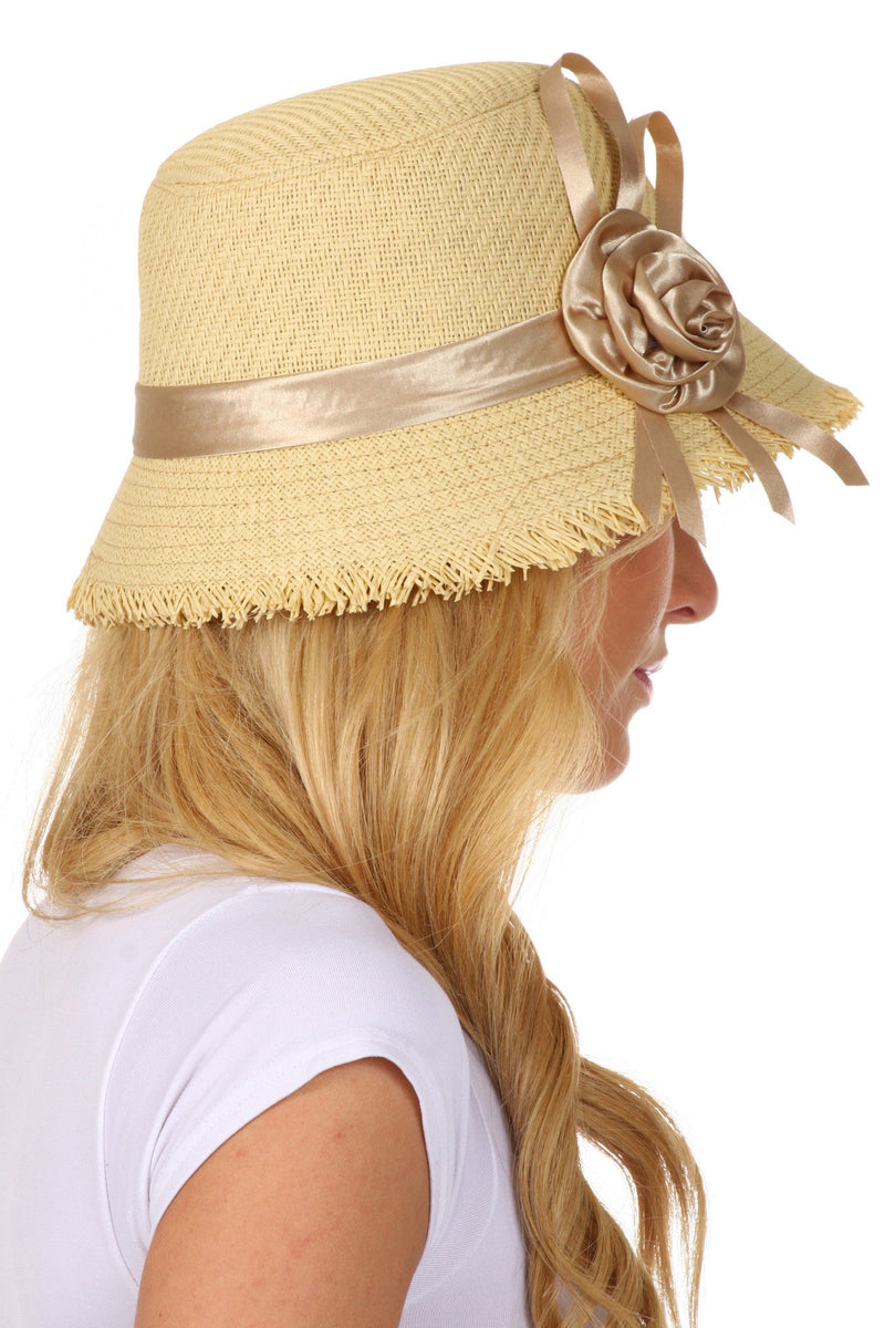 Sakkas Abigail Rosette Vintage Inspired Straw Hat