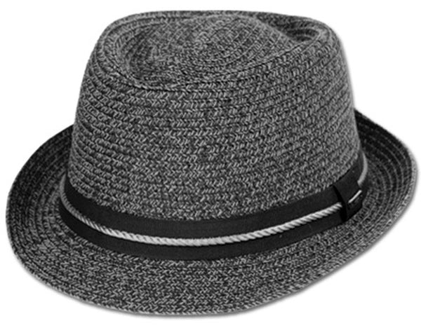 Mens Structured 100% Paper Straw Black Band Fedora Hat